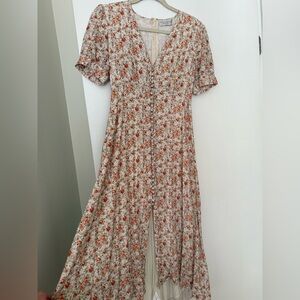 Floral V-Neck Button Down Dress